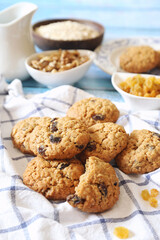 Oatmeal cookies with raisins and walnuts