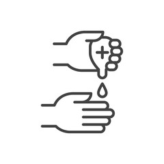Use hand sanitize icon. Hand sanitize dispenser, infection control concept. Outline icon. Vector illustration.