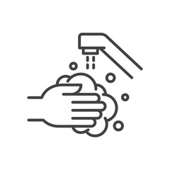 Washing hands. Outline icon. Vector illustration.