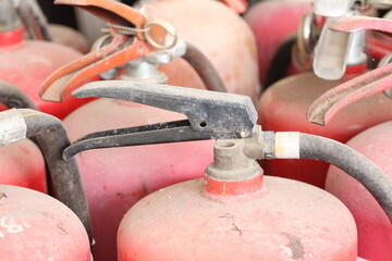 old red tank of fire extinguisher.