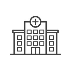 Hospital outline icon. Medicine and healthcare, medical support sign. Vector illustration.