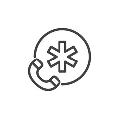 Obraz premium Emergency call glyph outline icon. Medicine and healthcare, medical support sign. Vector illustration.