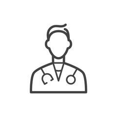 Doctor outline icon. Medicine and healthcare, medical support sign. Vector illustration.