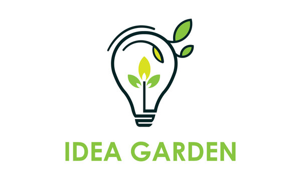 Innovation garden with the idea of the logo icon design lights