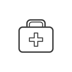 First aid kit outline icon. Medicine and healthcare, medical support sign. Vector illustration.