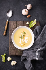 Healthy vegan cauliflower cream soup