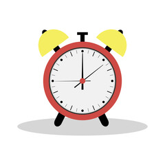 Red alarm clock icon. Flat Illustration. The silhouette of the clock.