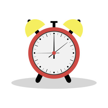 Red alarm clock icon. Flat Illustration. The silhouette of the clock.