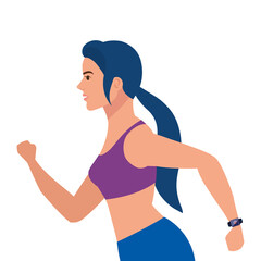 woman running, woman in sportswear jogging, female athlete on white background vector illustration design