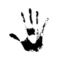 Black print of a hand on a white background. Vector illustration