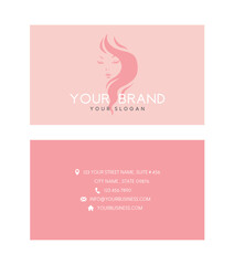 Feminine business card template for beauty brand.