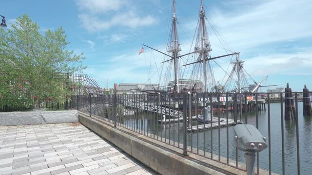 Static video of the USS Constitution in Boston, Massachusetts.