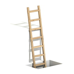 Wooden ladder in hole 3D