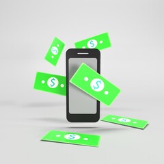 Concepto d ganar dinero con el teléfono