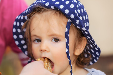 baby eating strudel