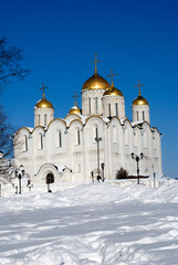 Architecture of Vladimir city, Russia. Assumption church, Famous landmark.	
