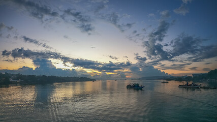 in the evening at the fishing port