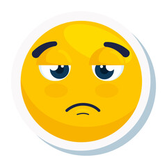 emoji sulky, face yellow sulky, on white background vector illustration design