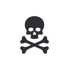 Skull icon. Vector Skull. Flag icon. Jolly Roger. Bones. Pirate flag. Sea flag. Sign of death. Danger sign. Skull with bones. Poison sign.