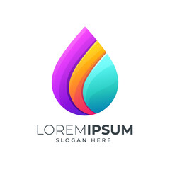 colorful water drop logo design