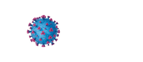 Virus isolated on white with copy space, Microbiology And Virology Concept 3d Render 3d illustration