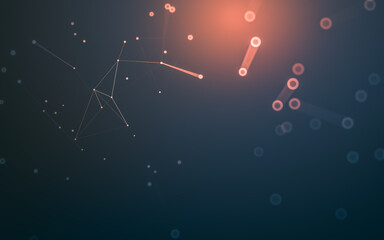 Abstract background. Molecules technology with polygonal shapes, connecting dots and lines. Connection structure. Big data visualization.