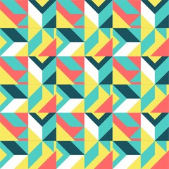 Beautiful of Colorful Triangles and Parallelograms, Repeated, Abstract, Illustrator Pattern Wallpaper. Image for Printing on Paper, Wallpaper or Background, Covers, Fabrics