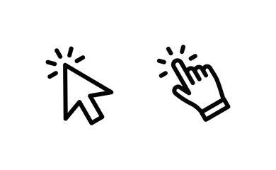 Obraz premium Hand and arrow clicking pointers. Click icons.
