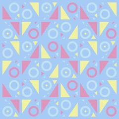 Fototapeta na wymiar Beautiful of Colorful Triangles and Circle, Repeated, Abstract, Illustrator Pattern Wallpaper. Image for Printing on Paper, Wallpaper or Background, Covers, Fabrics