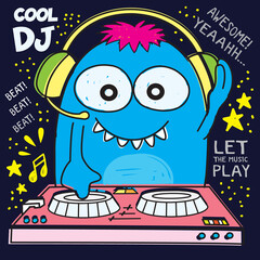 Hand drawn cute monster for t shirt design