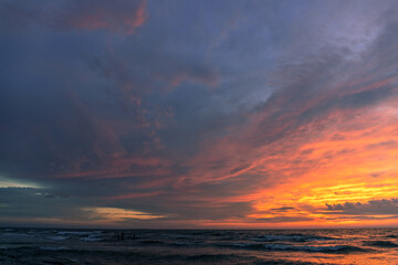 bright picturesque sunset by the sea