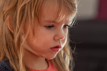 Naklejka premium image of a child from profile