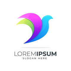 colorful bird logo design template