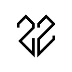 Initial letter zz heart geometric logo vector