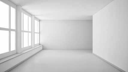 Large luxury modern minimal bright interiors room mockup illustration 3D rendering