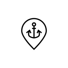 Nautical map vector icon in black line style icon, style isolated on white background