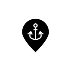 Nautical map vector icon in black flat glyph, filled style isolated on white background