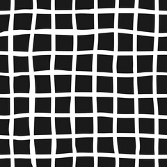 Hand drawn white lines texture. Vector abstract grid on dark background. Design seamless pattern.