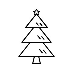 Fototapeta premium Christmas Tree Line Icon Vector Illustration Isolated on White Background.