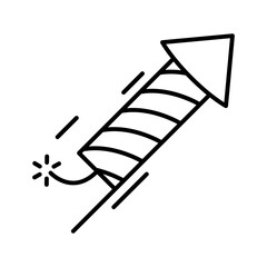 Fireworks Line Icon Vector Illustration Isolated on White Background.