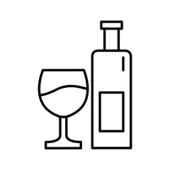 Wine Glass Bottle Line Icon Vector Illustration Isolated on White Background.