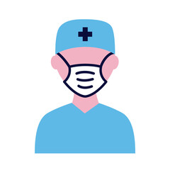male nurse wearing medical mask flat style icon