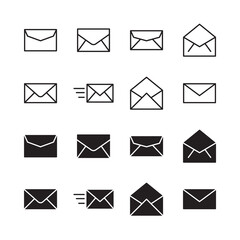 Envelope icon set. Vector graphic illustration. Suitable for website design, logo, app, template, and ui. 