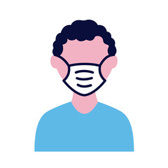 male wearing medical mask flat style icon