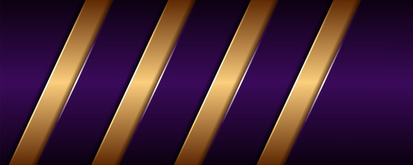 Golden arrow direction on dark purple blank space background