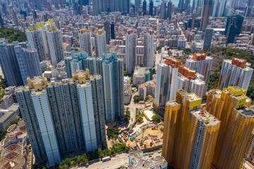 Fototapeta na wymiar Top view of Hong Kong