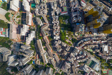 Top view of Hong Kong city