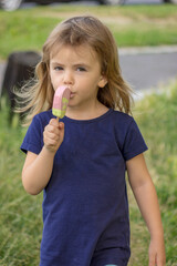 little girl eating ice cream