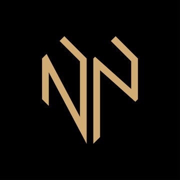 Initial letter nn heart geometric logo vector black background