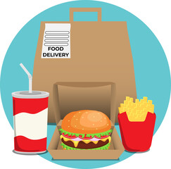 Burger, fries, and drink that got delivered in a paper bag by ordering at home